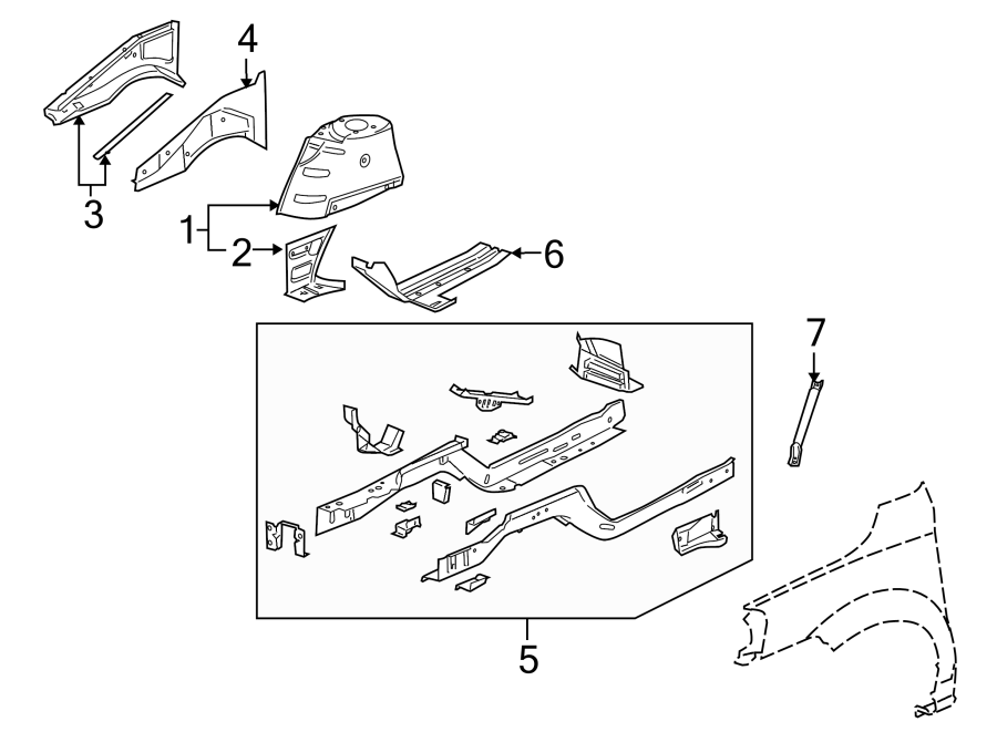 Diagram FENDER. STRUCTURAL COMPONENTS & RAILS. for your 2015 GMC Sierra 2500 HD 6.6L Duramax V8 DIESEL A/T 4WD SLE Standard Cab Pickup Fleetside 