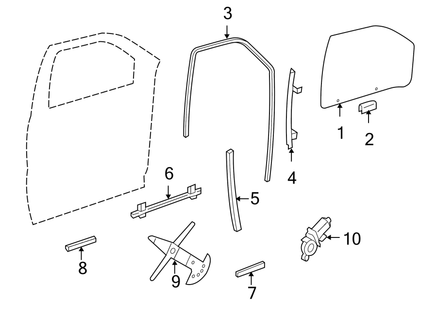 Diagram FRONT DOOR. GLASS & HARDWARE. for your 2022 Buick Enclave    