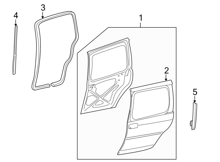 Diagram SIDE LOADING DOOR. DOOR & COMPONENTS. for your 2005 Chevrolet Cavalier   