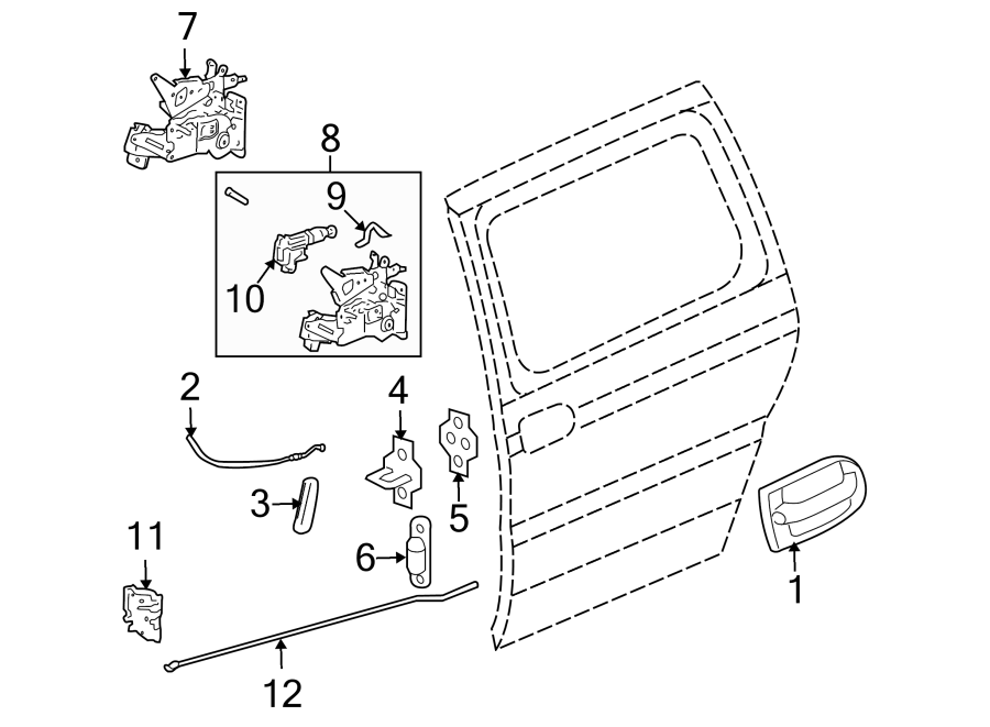 11SIDE LOADING DOOR. LOCK & HARDWARE.https://images.simplepart.com/images/parts/motor/fullsize/FN05525.png