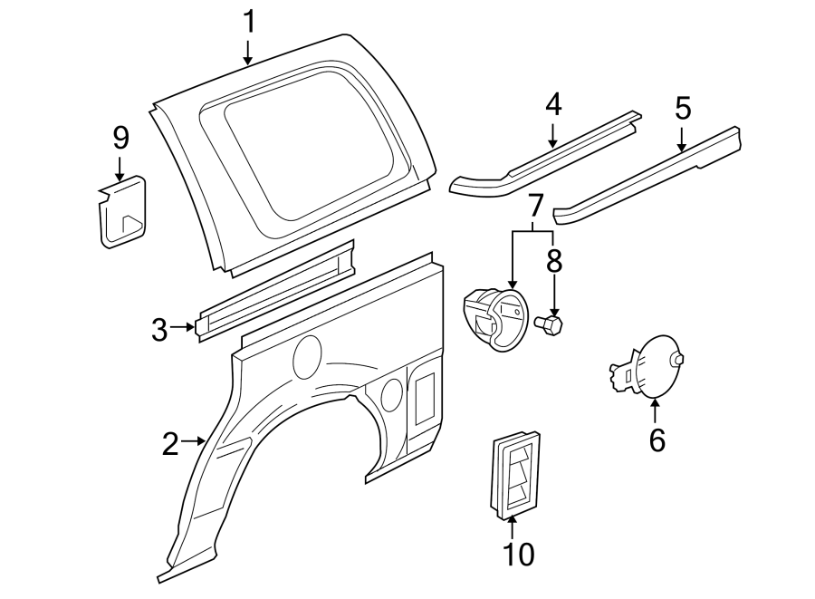 Diagram SIDE PANEL & COMPONENTS. for your 2005 Chevrolet Express 2500   