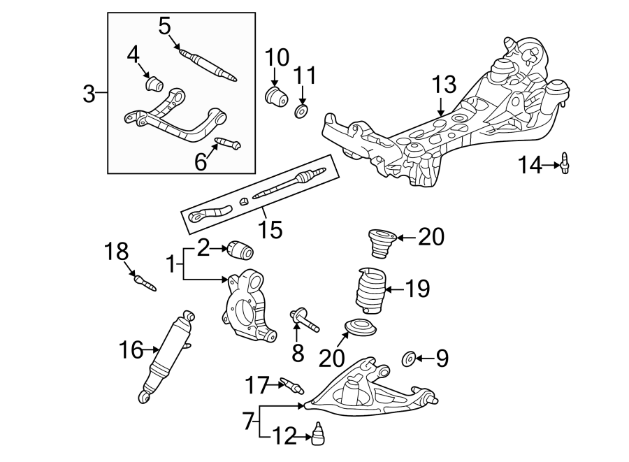 Diagram REAR SUSPENSION. SUSPENSION COMPONENTS. for your 2011 GMC Sierra 2500 HD 6.0L Vortec V8 FLEX A/T RWD SLE Crew Cab Pickup 