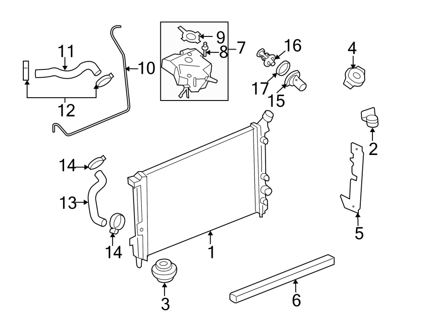 Diagram RADIATOR & COMPONENTS. for your 2025 Chevrolet Blazer   