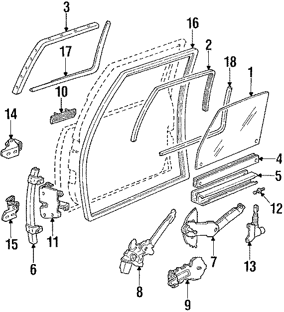 Diagram FRONT DOOR. GLASS & HARDWARE. for your 2021 Chevrolet Spark   