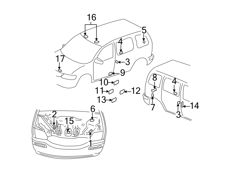 Diagram INFORMATION LABELS. for your 2003 Chevrolet Silverado 2500 HD LS Crew Cab Pickup  