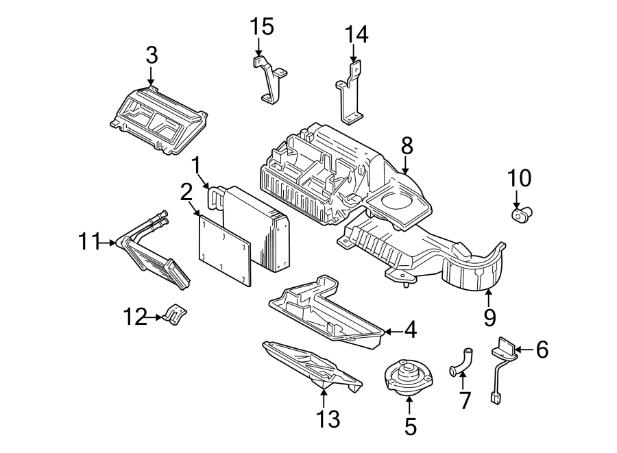 Diagram AIR CONDITIONER & HEATER. EVAPORATOR & HEATER COMPONENTS. for your 2005 Chevrolet Trailblazer   