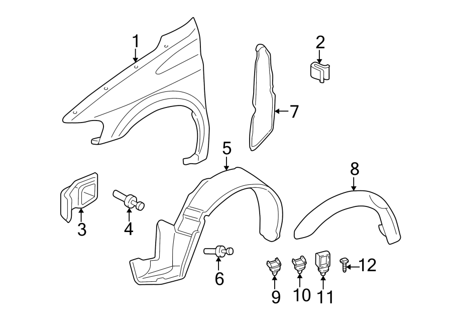 Diagram Steering gear & linkage. Exterior trim. Fender & components. for your 2020 Chevrolet Spark   