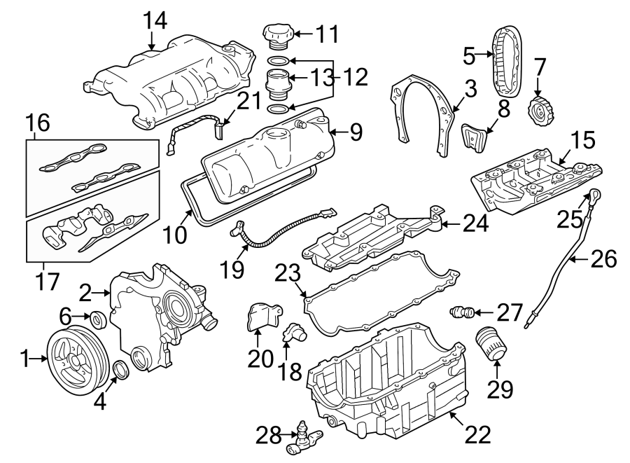 Diagram Engine / transaxle. Engine parts. for your 2001 Chevrolet Blazer LT Sport Utility 4.3L Vortec V6 M/T 4WD 