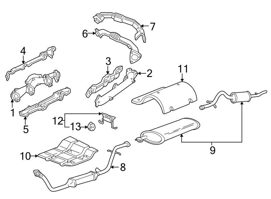 Diagram EXHAUST SYSTEM. EXHAUST COMPONENTS. for your 2018 Chevrolet Equinox 2.0L Ecotec A/T FWD LT Sport Utility 