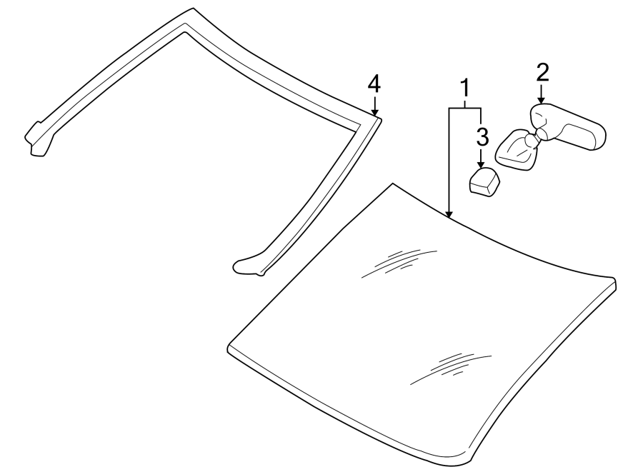 1WINDSHIELD. GLASS. REVEAL MOLDINGS.https://images.simplepart.com/images/parts/motor/fullsize/FN97210.png