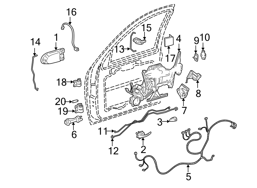 Diagram FRONT DOOR. LOCK & HARDWARE. for your 2003 Pontiac Grand Prix   