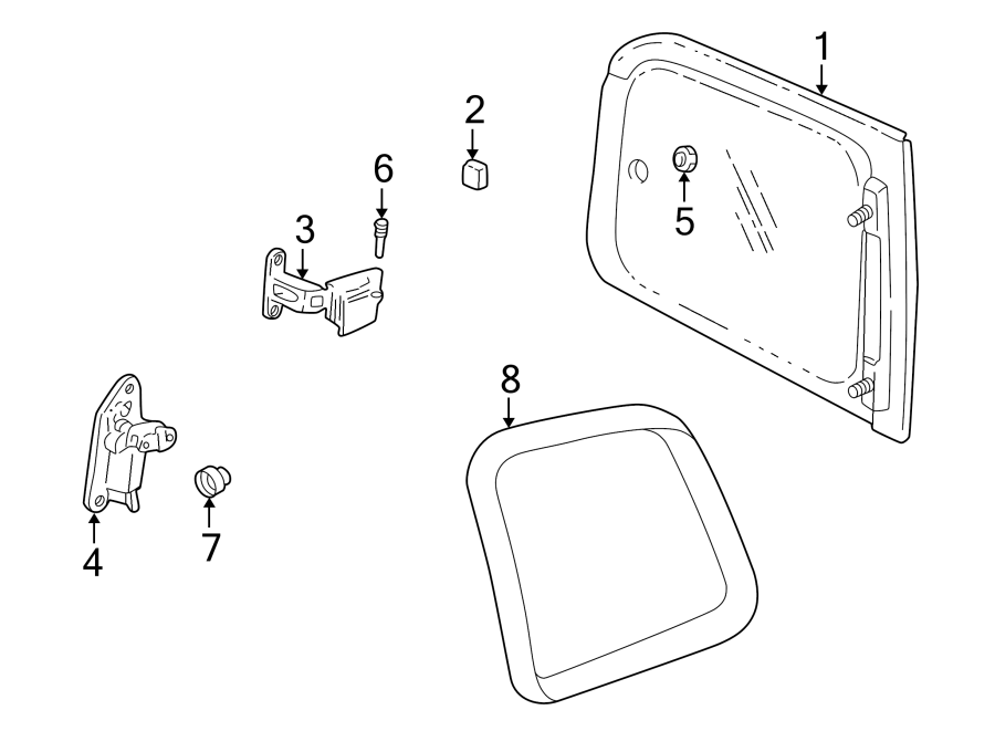 Diagram SIDE PANEL. GLASS. for your 2002 GMC Sierra 2500 HD 8.1L Vortec V8 A/T RWD SL Standard Cab Pickup Fleetside 