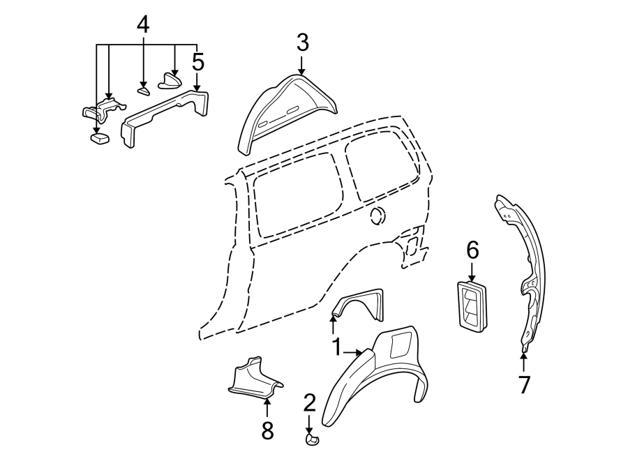 Diagram SIDE PANEL. INNER STRUCTURE. for your 2005 Chevrolet Express 2500   