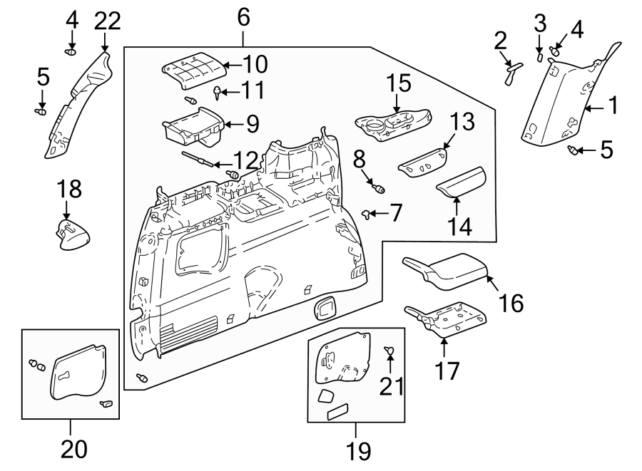 Diagram SIDE PANEL. INTERIOR TRIM. for your 2007 Chevrolet Trailblazer   