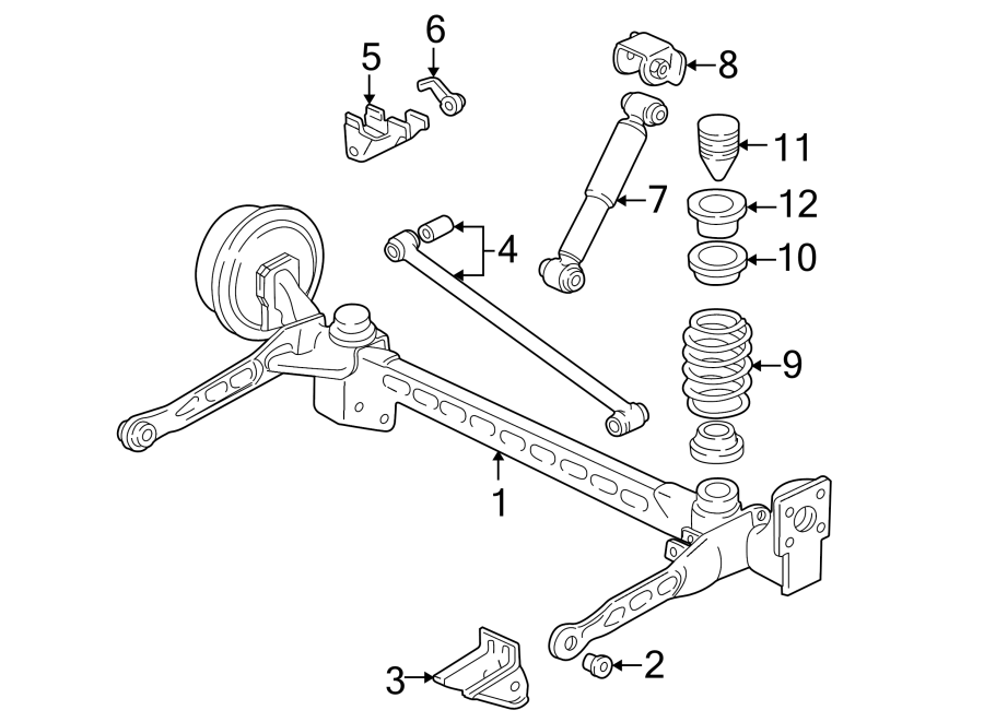 Diagram REAR SUSPENSION. SUSPENSION COMPONENTS. for your 2013 GMC Sierra 2500 HD 6.0L Vortec V8 CNG A/T RWD SLE Crew Cab Pickup Fleetside 