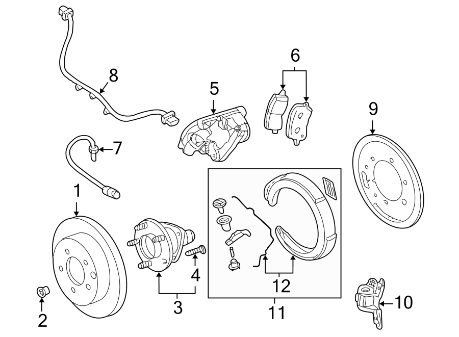 Diagram REAR SUSPENSION. BRAKE COMPONENTS. for your 2002 GMC Sierra 2500 HD 8.1L Vortec V8 M/T 4WD SL Standard Cab Pickup Fleetside 