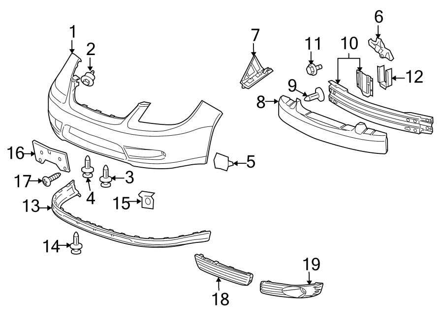 Diagram FRONT BUMPER. BUMPER & COMPONENTS. for your 2013 Chevrolet Malibu   