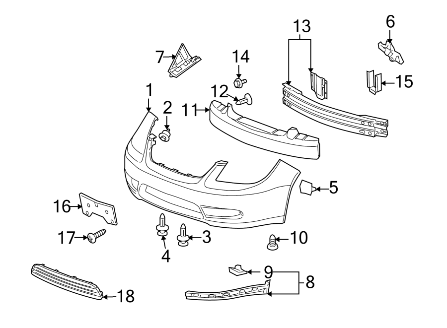 Diagram FRONT BUMPER. BUMPER & COMPONENTS. for your 2004 Chevrolet Blazer   