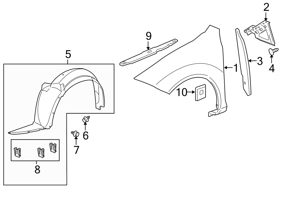 5EXTERIOR TRIM. FENDER & COMPONENTS.https://images.simplepart.com/images/parts/motor/fullsize/FP07080.png