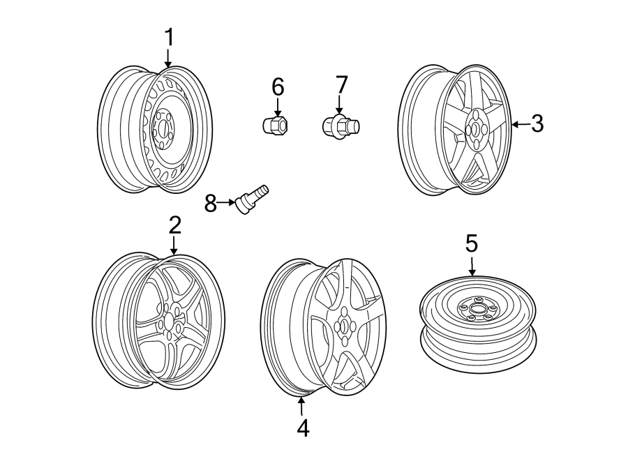 Diagram WHEELS. for your 2005 Chevrolet Silverado 1500 Base Standard Cab Pickup  