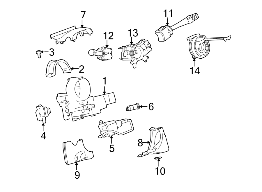 Diagram STEERING COLUMN. SHROUD. SWITCHES & LEVERS. for your 2005 Chevrolet Silverado 1500 Z71 Off-Road Standard Cab Pickup Stepside  