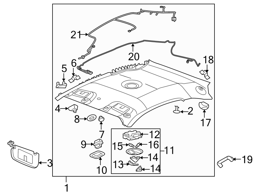 Diagram INTERIOR TRIM. for your 2019 Cadillac CTS  Vsport Premium Luxury Sedan 