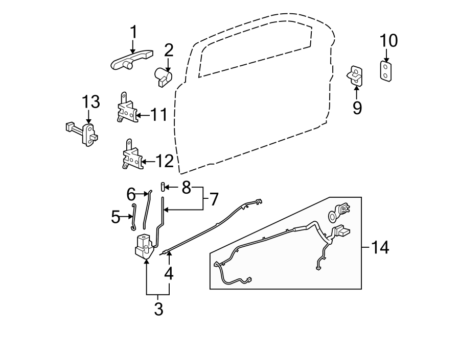 Diagram DOOR. LOCK & HARDWARE. for your 2016 Chevrolet Cruze Limited LS Sedan 1.8L Ecotec FLEX A/T 