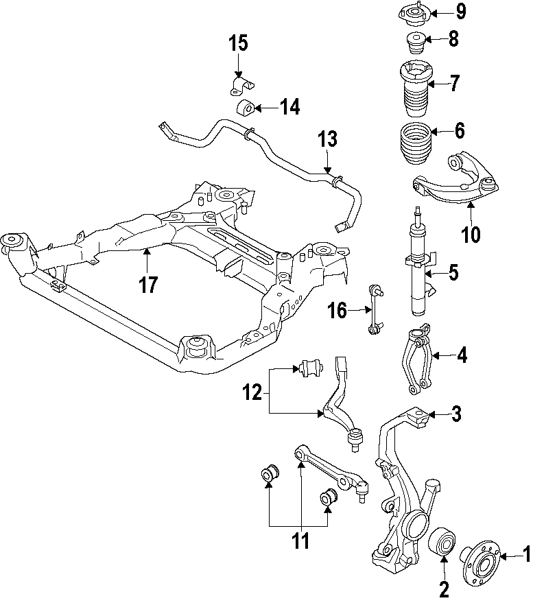 Diagram FRONT SUSPENSION. LOWER CONTROL ARM. STABILIZER BAR. SUSPENSION COMPONENTS. UPPER CONTROL ARM. for your 1991 Ford F-150   