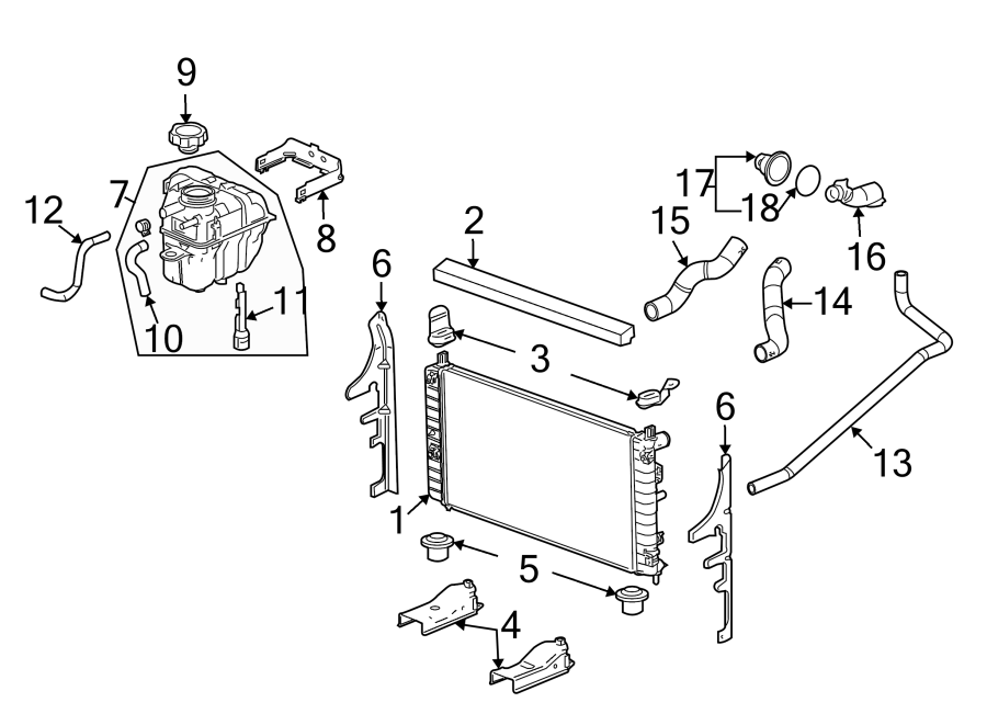 Diagram RADIATOR & COMPONENTS. for your 2020 GMC Yukon   