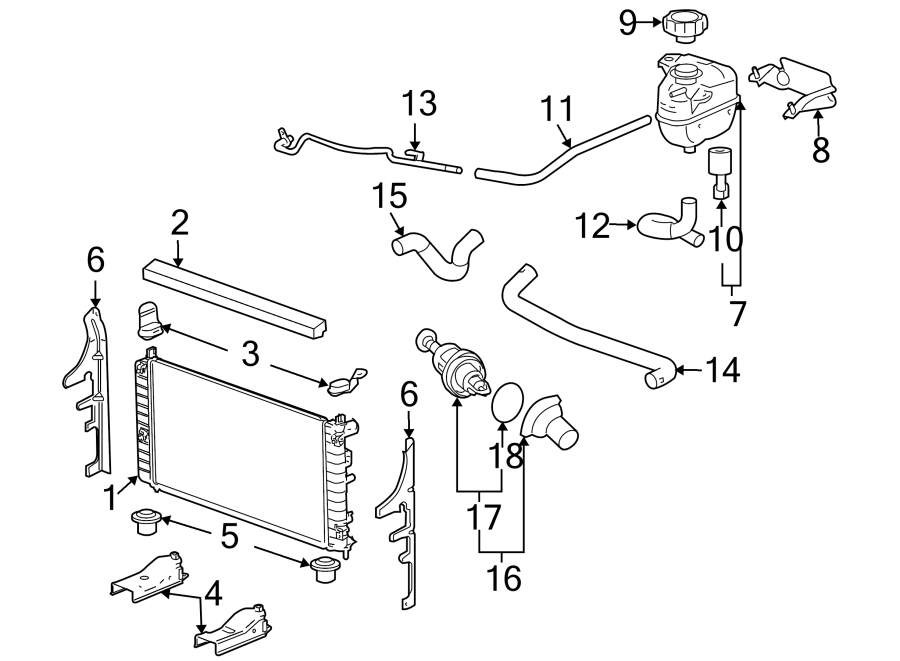 Diagram RADIATOR & COMPONENTS. for your 2008 GMC Yukon XL 2500   