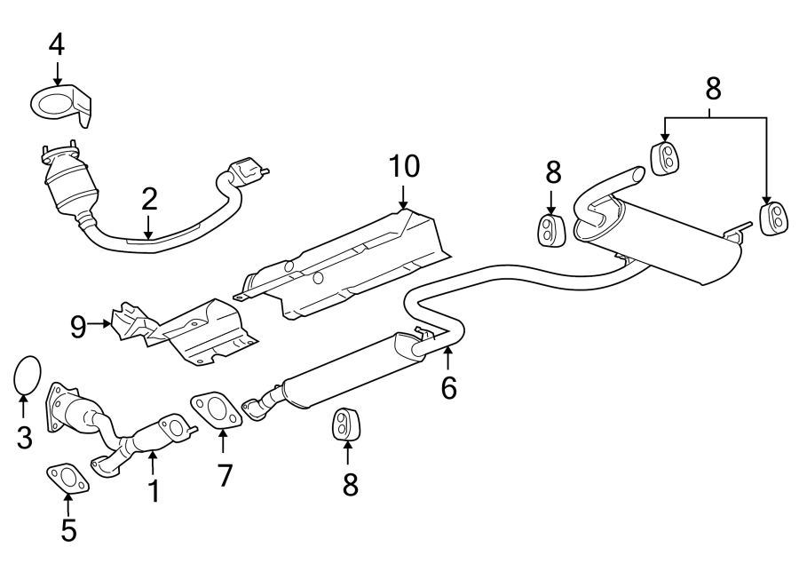 Diagram EXHAUST SYSTEM. EXHAUST COMPONENTS. for your 2018 Chevrolet Equinox 1.6L DIESEL A/T 4WD LT Sport Utility 