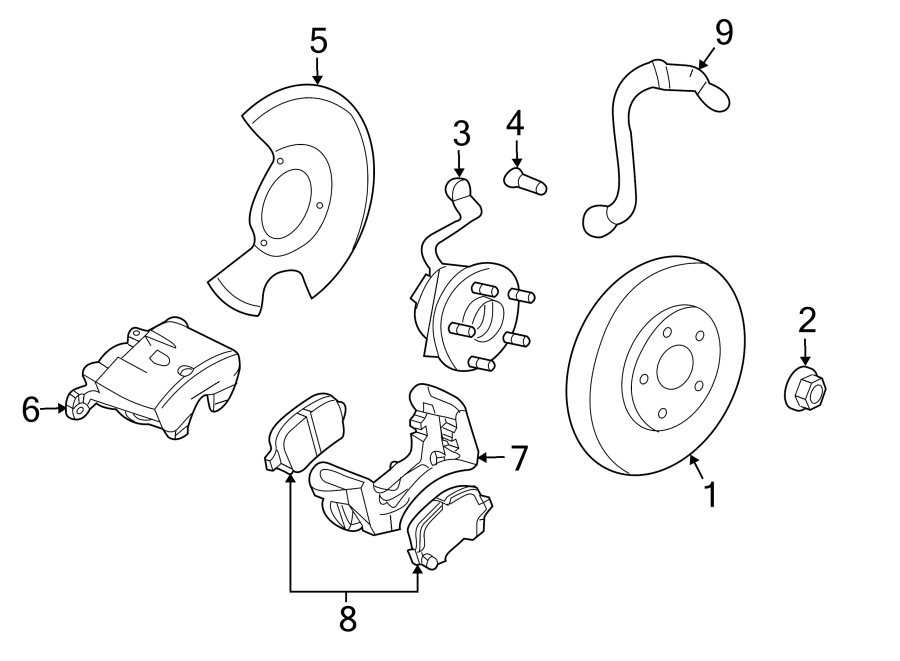 Diagram FRONT SUSPENSION. BRAKE COMPONENTS. for your 2021 GMC Sierra 2500 HD   