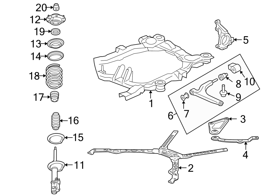 Diagram FRONT SUSPENSION. SUSPENSION COMPONENTS. for your 2011 GMC Sierra 2500 HD 6.6L Duramax V8 DIESEL A/T RWD WT Extended Cab Pickup Fleetside 