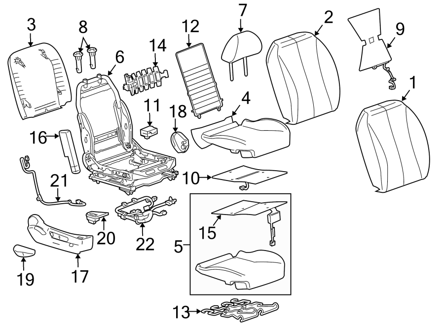 Diagram SEATS & TRACKS. FRONT SEAT COMPONENTS. for your Cadillac ATS  