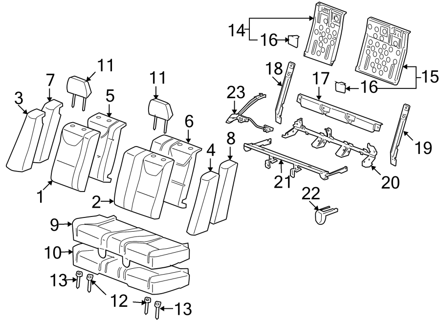 Diagram SEATS & TRACKS. REAR SEAT COMPONENTS. for your 2005 Chevrolet Express 1500   