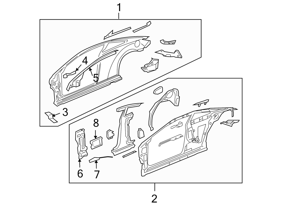 Diagram PILLARS. ROCKER & FLOOR. UNISIDE. for your 2011 Buick Lucerne   