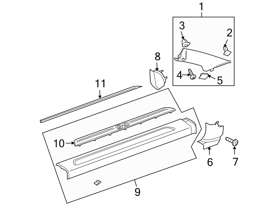 Diagram PILLARS. ROCKER & FLOOR. INTERIOR TRIM. for your 2007 Chevrolet Aveo    