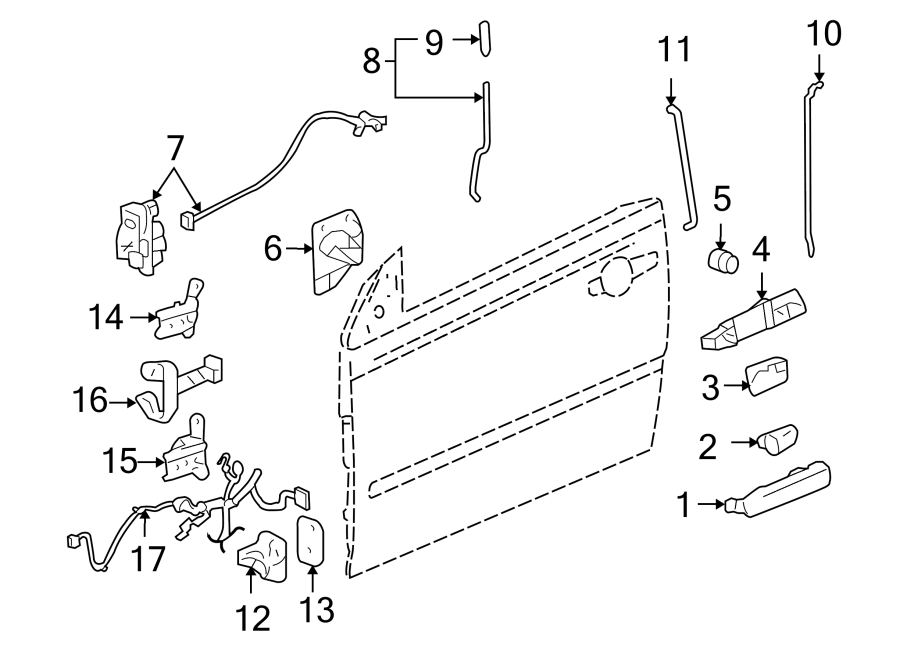 Diagram DOOR. LOCK & HARDWARE. for your 2008 Saturn Astra   