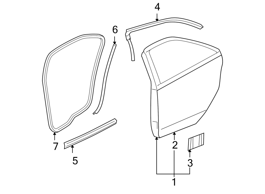 Diagram REAR DOOR. DOOR & COMPONENTS. for your Pontiac