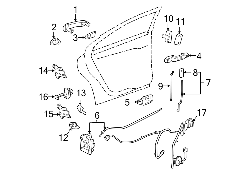 Diagram REAR DOOR. LOCK & HARDWARE. for your 2008 Saturn Astra   