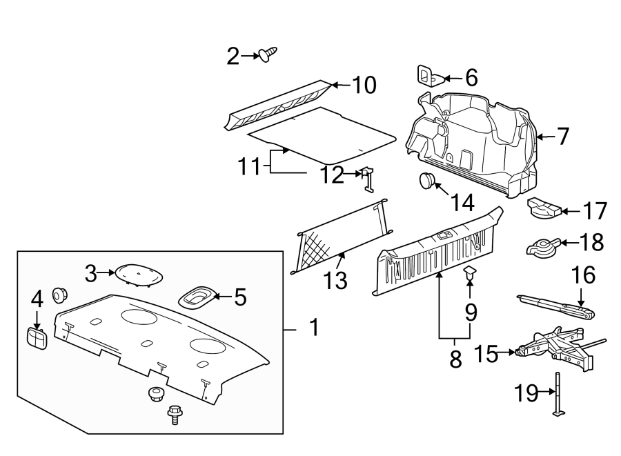 Diagram Rear body & floor. Interior trim. for your 1999 Chevrolet Silverado 1500 Base Standard Cab Pickup Fleetside  