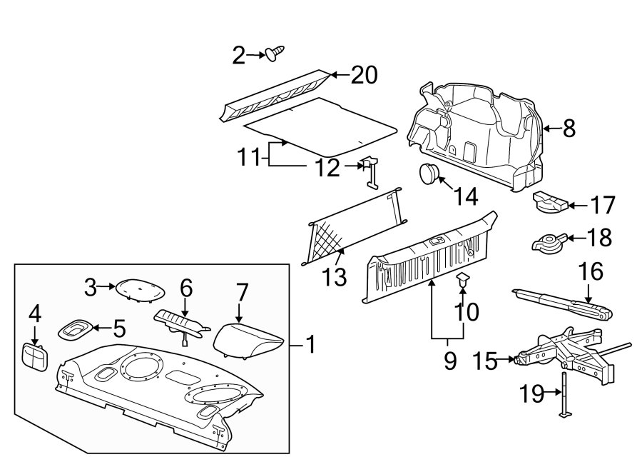 Diagram REAR BODY & FLOOR. INTERIOR TRIM. for your 1999 Chevrolet Silverado 2500 LT Cab & Chassis Fleetside  