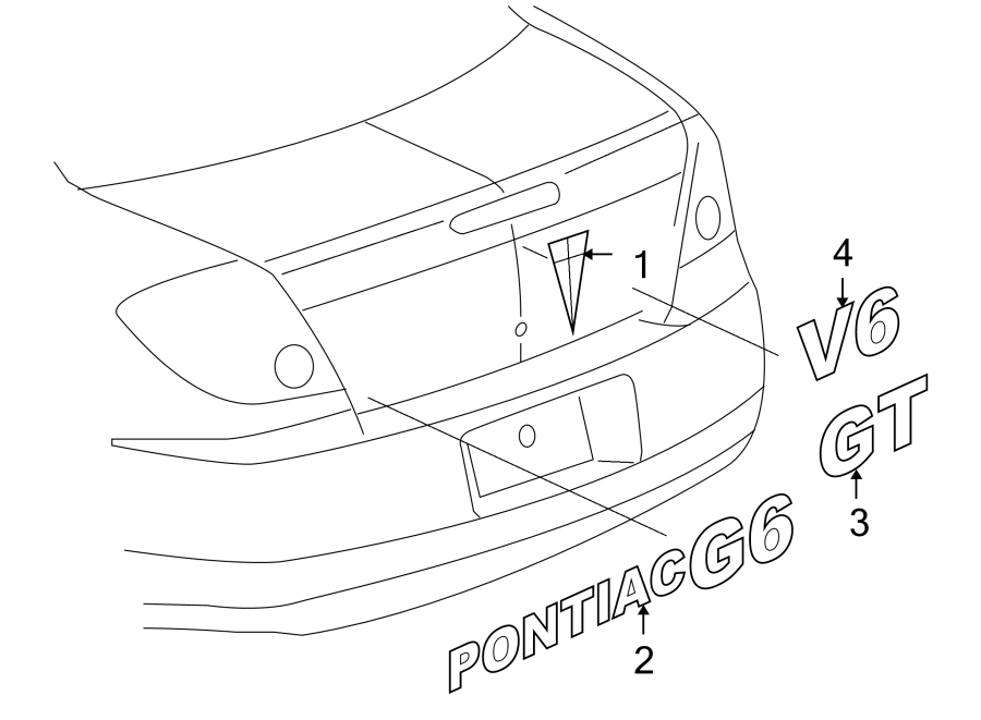 Diagram TRUNK LID. EXTERIOR TRIM. for your Pontiac G6  