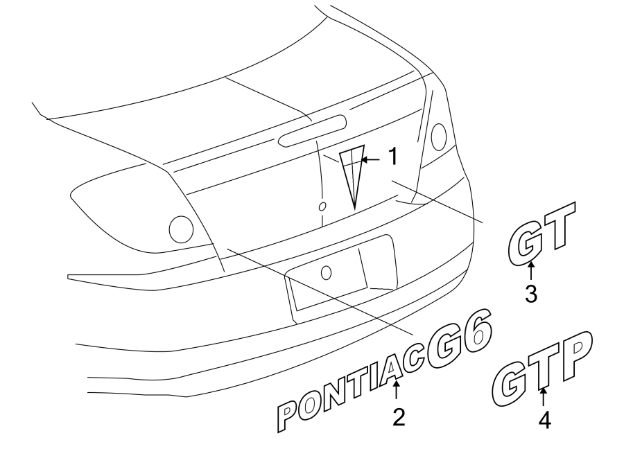 Diagram TRUNK LID. EXTERIOR TRIM. for your Pontiac G6  