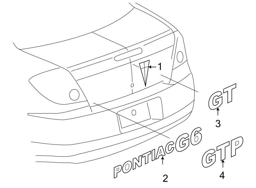 Diagram TRUNK LID. EXTERIOR TRIM. for your Pontiac G6  