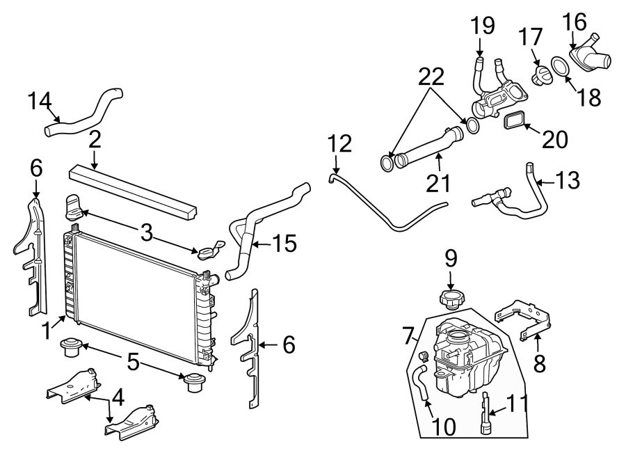 Diagram RADIATOR & COMPONENTS. for your 2013 Chevrolet Traverse    