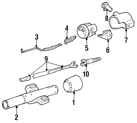 Diagram STEERING COLUMN. HOUSING & COMPONENTS. SHAFT & INTERNAL COMPONENTS. SHROUD. SWITCHES & LEVERS. for your 2005 Chevrolet Express 2500   