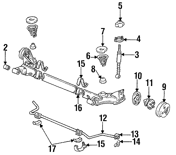 Diagram REAR SUSPENSION. BRAKE COMPONENTS. STABILIZER BAR & COMPONENTS. SUSPENSION COMPONENTS. for your 2017 GMC Sierra 2500 HD 6.6L Duramax V8 DIESEL A/T RWD SLT Crew Cab Pickup 