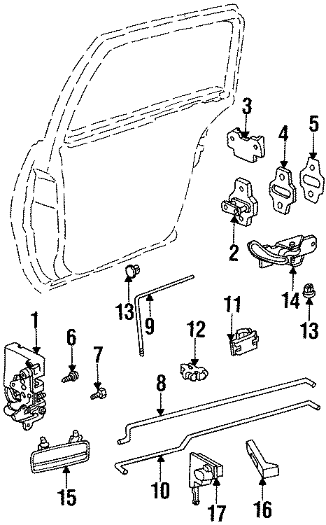 Diagram REAR DOOR. LOCK & HARDWARE. for your 2014 Chevrolet Spark 1.2L Ecotec CVT LT Hatchback 