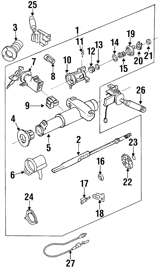 Diagram STEERING COLUMN ASSEMBLY. for your 1992 Chevrolet K3500  Scottsdale Cab & Chassis Fleetside 6.2L V8 DIESEL A/T 